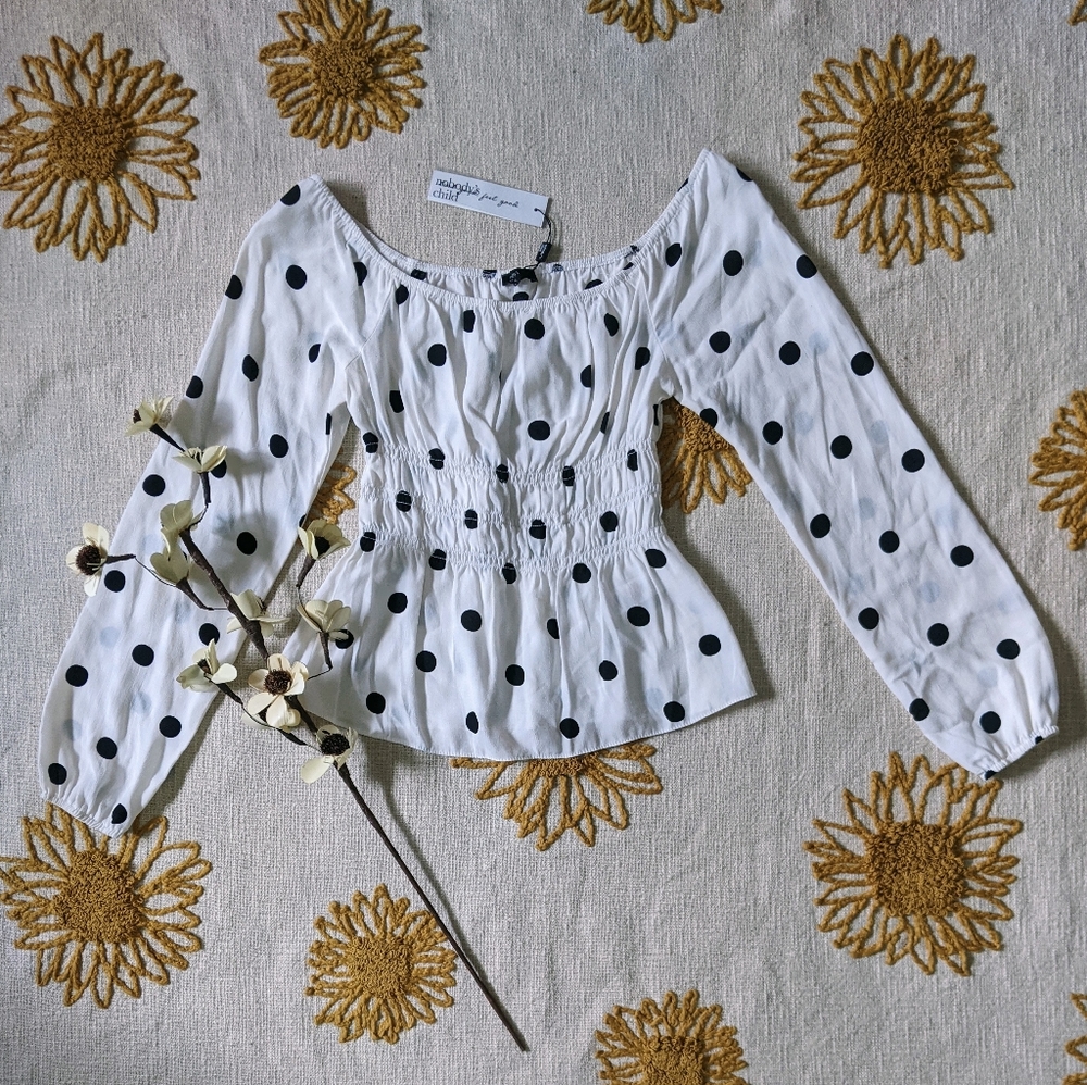ASOS Polkadot Puff Sleeve Poets Blouse Size 6